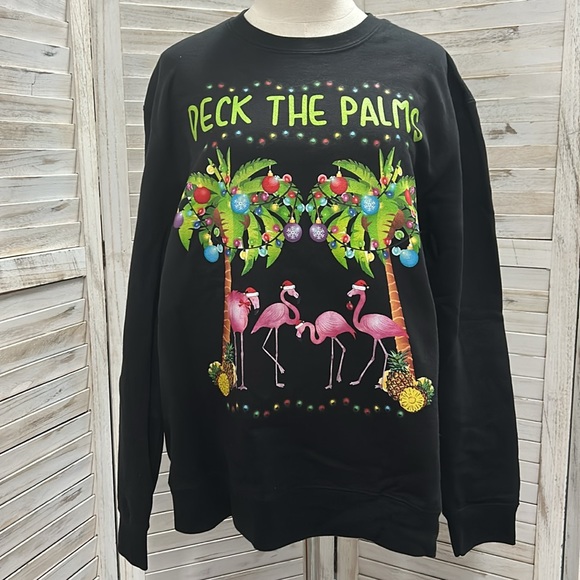 Deck The Palms Christmas Holiday Sweatshirt - NWOT - Picture 3 of 3